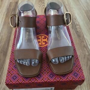 Tory Burch Selby Flat Sandals Calf Leather Size 6.5 New With Box